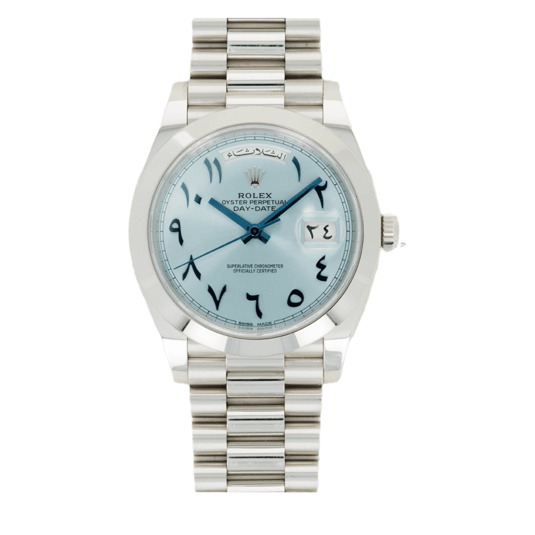 Rolex Day-Date 40 Light Blue Arabic Replica